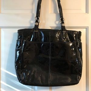 Coach Classic Print Black Patent Leather Bag